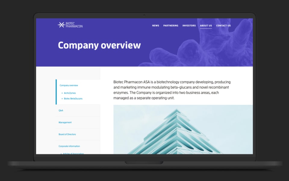 Biotec Pharmacon website on laptop