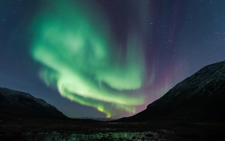 Northern Lights over Kattfjordvatnet, Troms, Norway