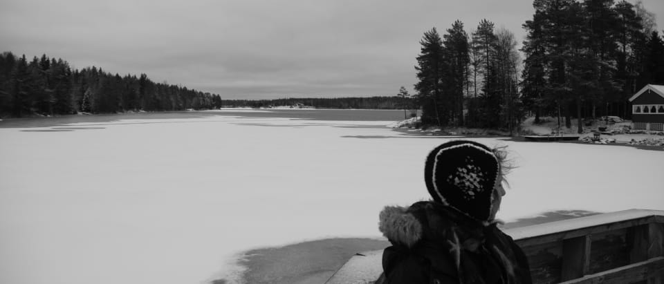 Woman in the snow, Umeå, Sweden