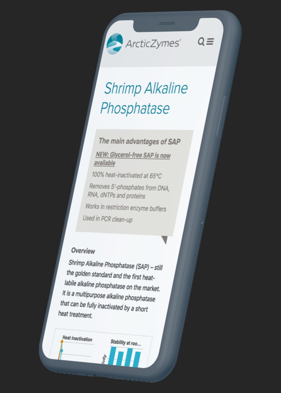 ArcticZymes website on mobile device