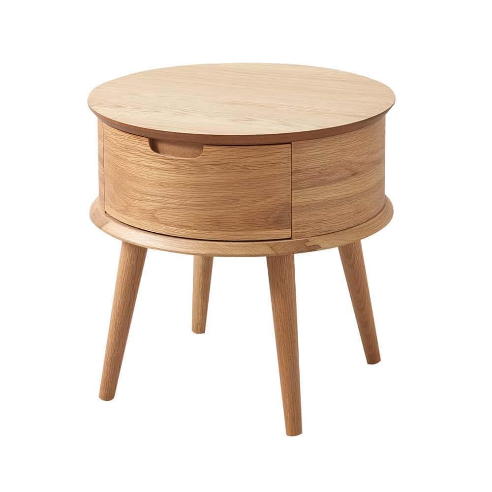 Mia Round Nightstand Oak Rj Living Mia Round Nightstand Oak, Round Bedside Table With Drawers Australia
