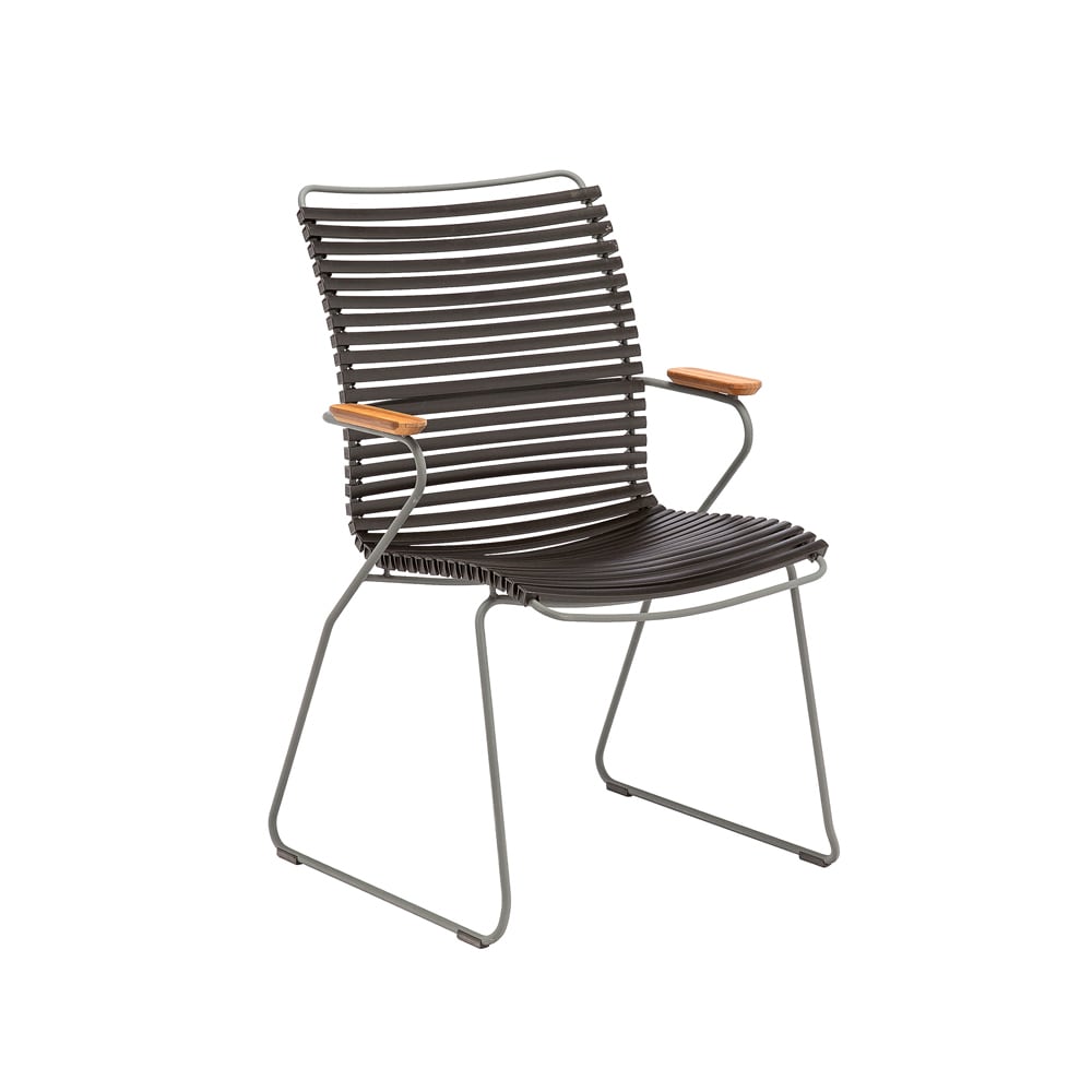 Click Outdoor Tall Dining Chair W Armrest - Black - Angle View by Houe