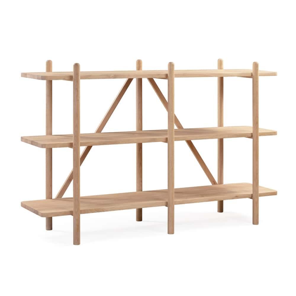 Essential Shelving Unit Oak - Small - Angle View by RJ Living