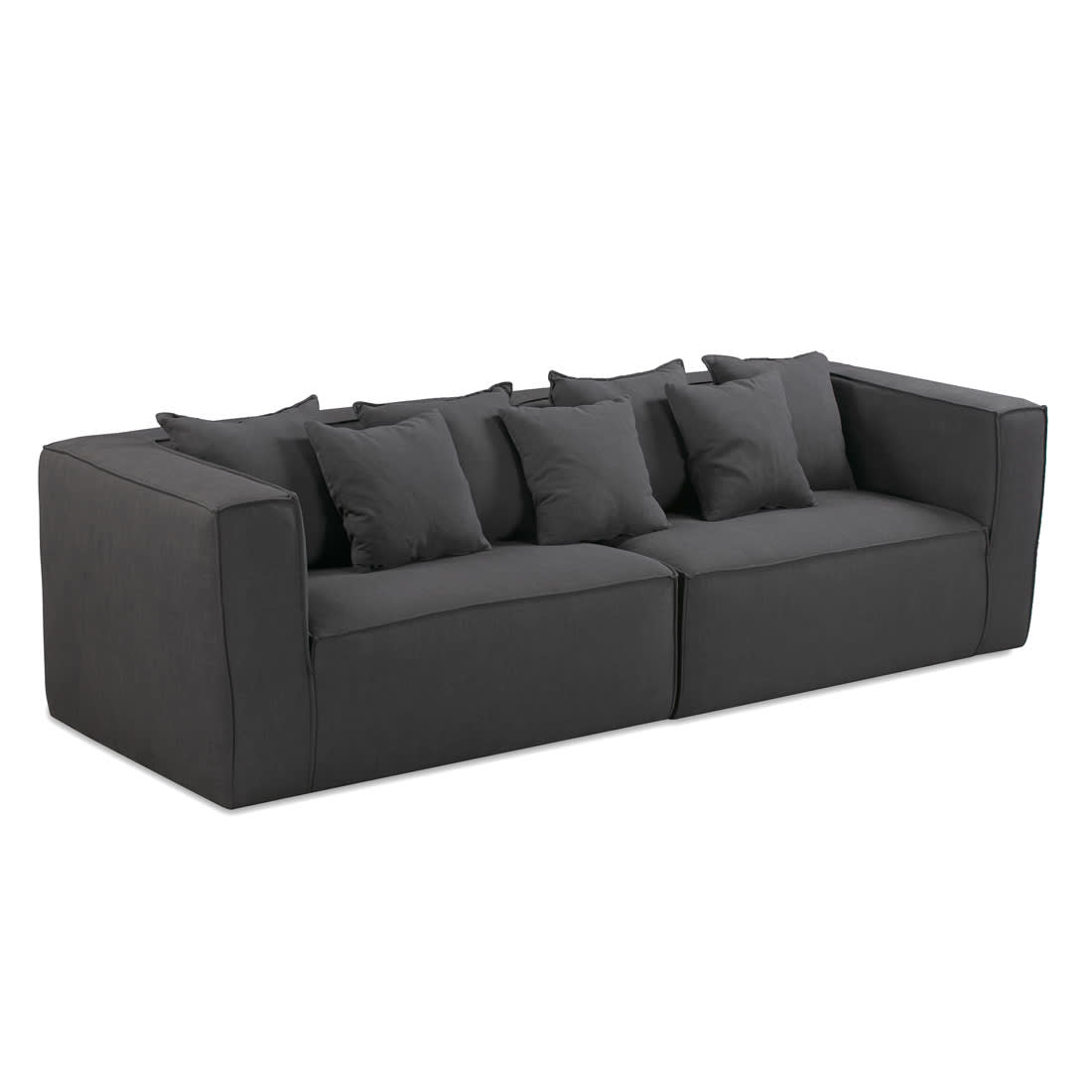 Block 4 Seater Sofa - Siena 801 Charcoal - Angle View by RJ Living