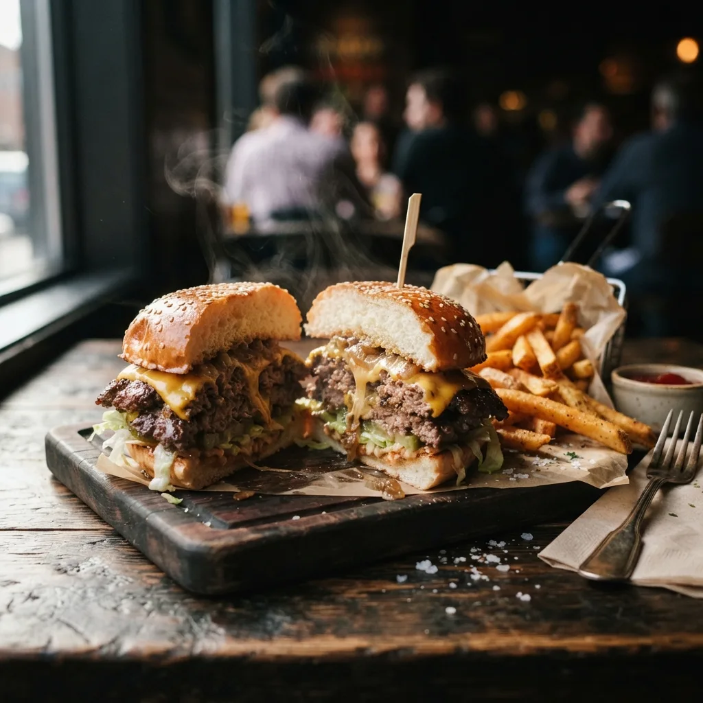 Smash burger with fries