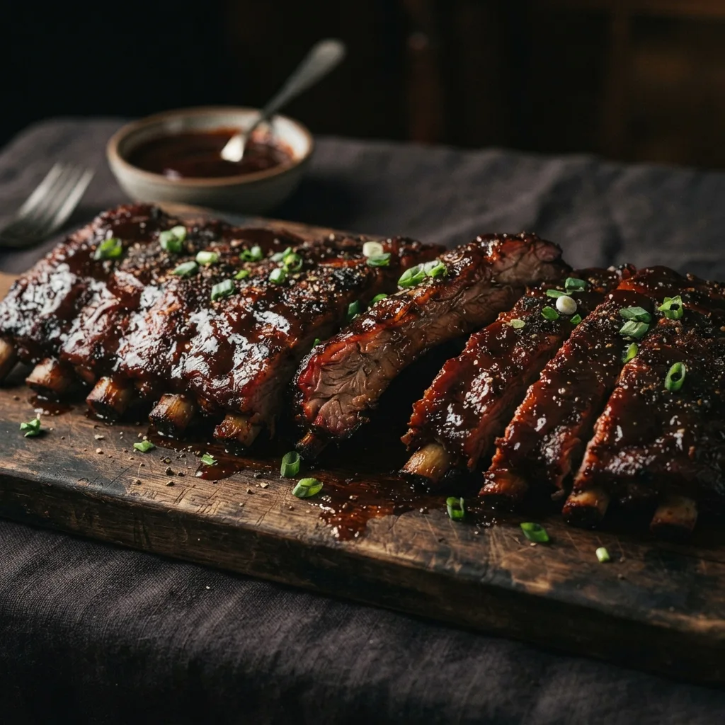 Sticky glazed pork ribs