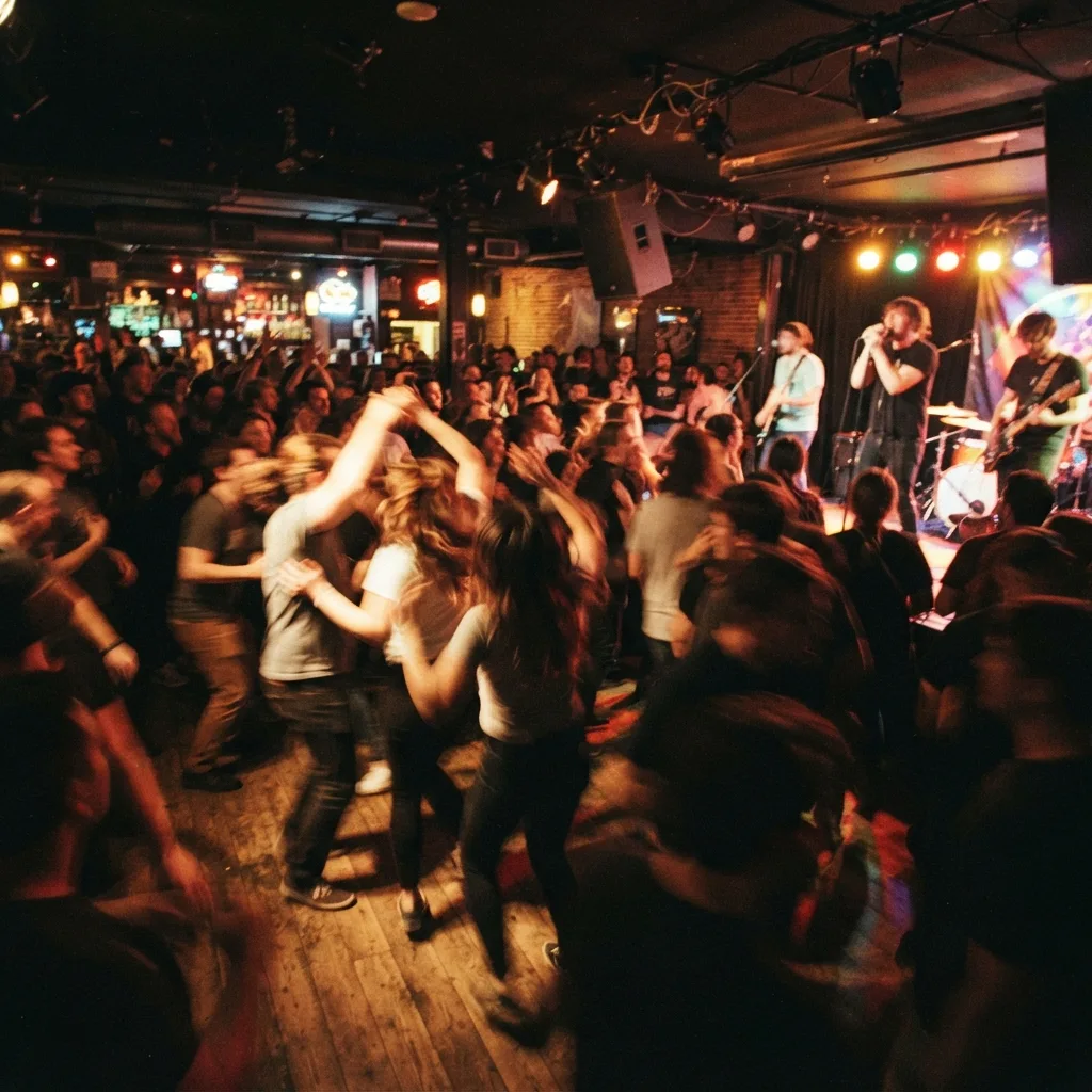 People dancing near the stage