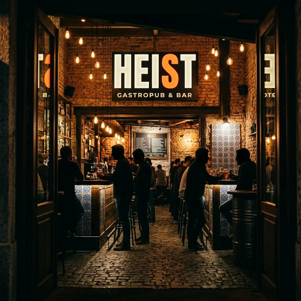 General view of the bar at night