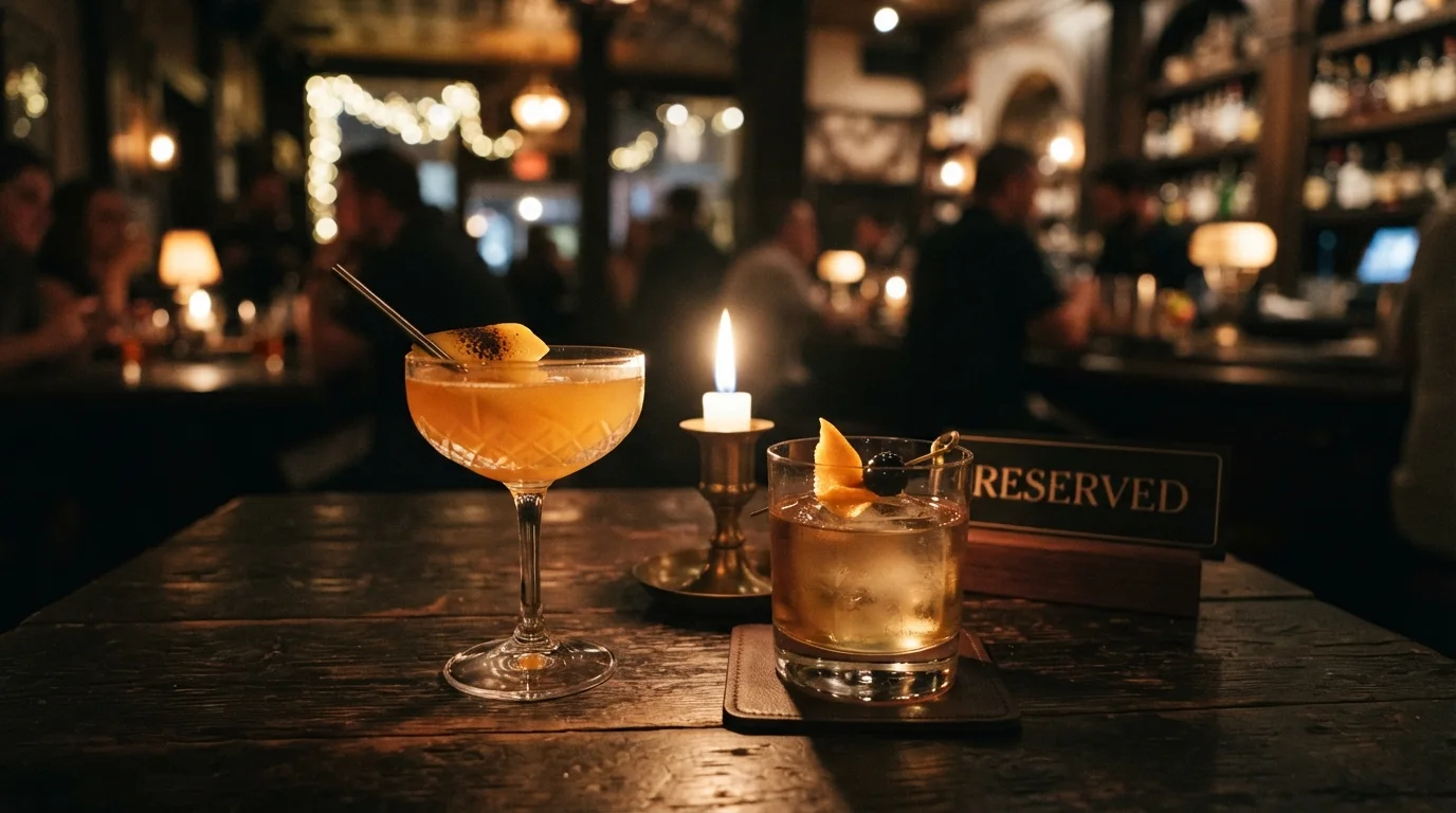 Reserved table setting at Heist gastropub