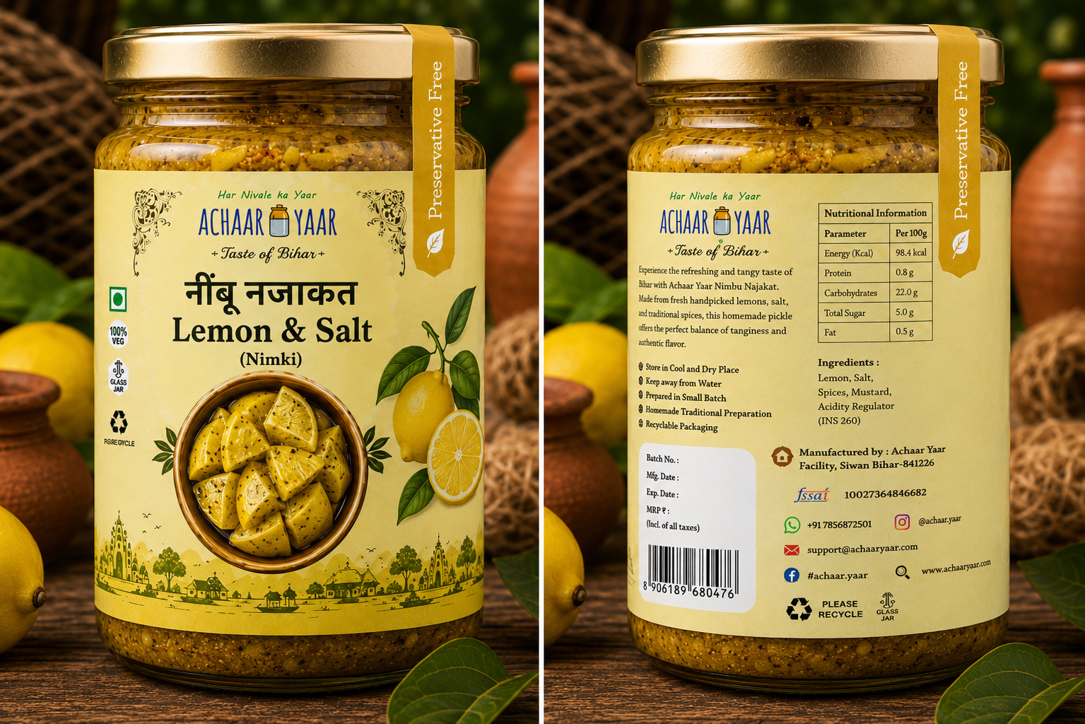 Nimbu Najakat - Homemade Lemon & Salt Pickle