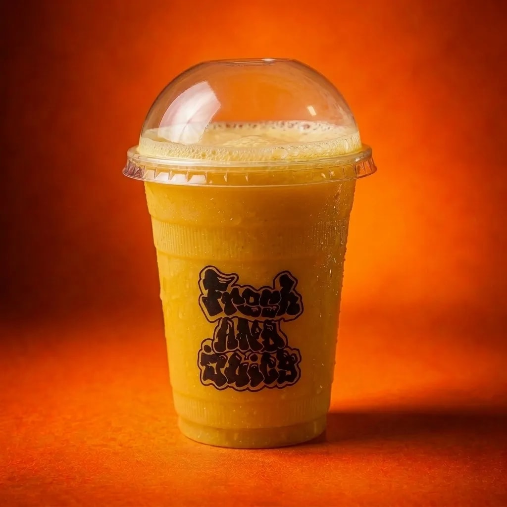 Fresh mango juice pour