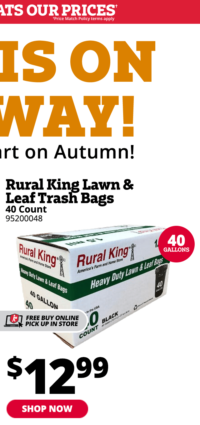 Rural King Heavy Duty 40 Gallon Lawn & Leaf Trash Bags, 40 Count