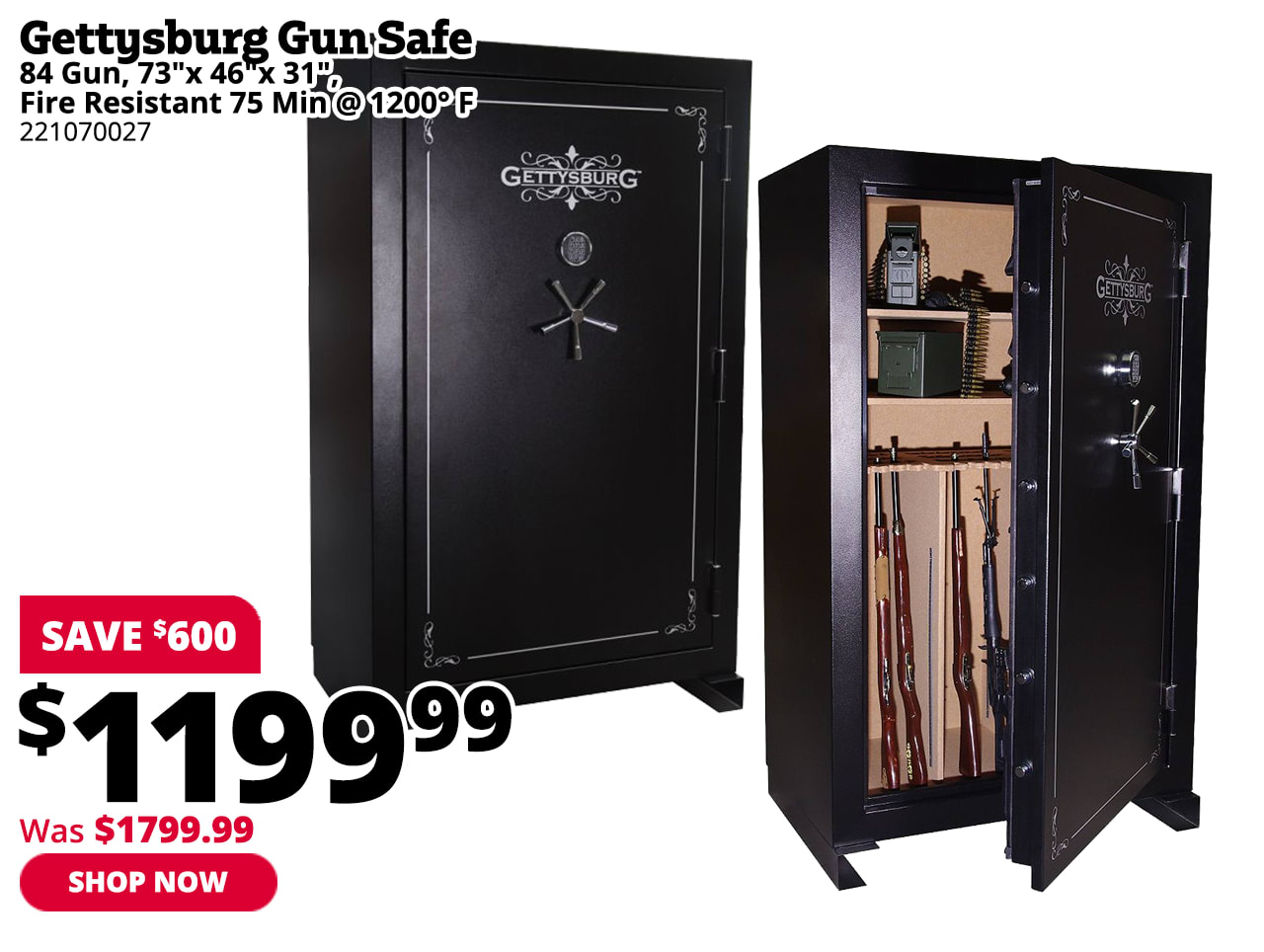 Deals & Savings Everywhere You Look! Gettysburg 84 Gun Safe WAS 1799.