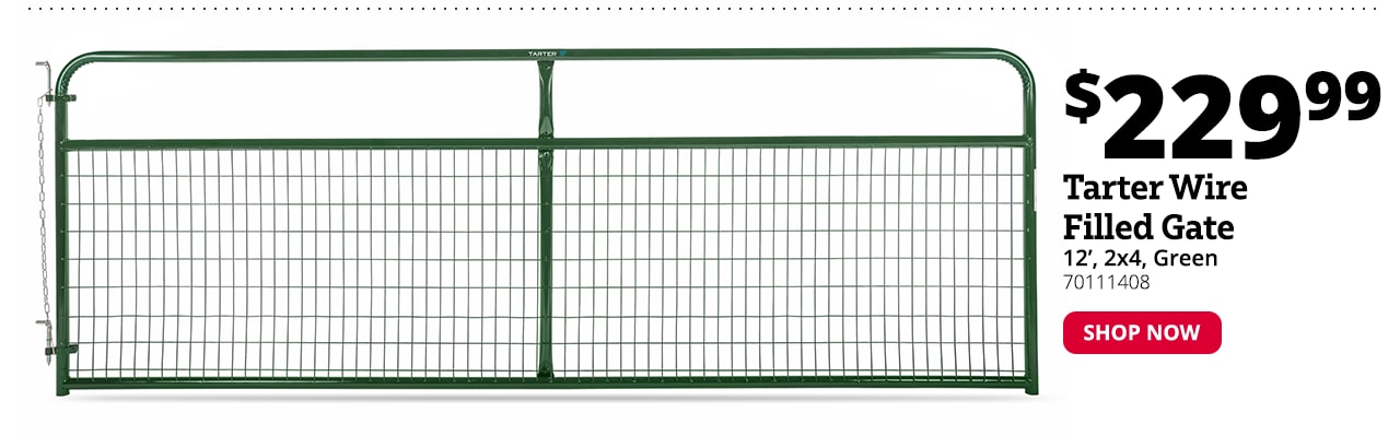 Tarter 12' 2 x 4 Wire Filled Gate, Green - WFGG12