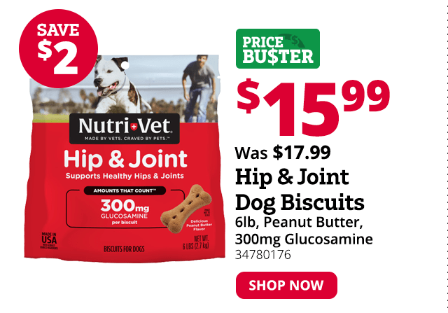 Nutri-Vet Extra Strength Hip & Joint Peanut Butter Dog Biscuits, 6 lb. Bag