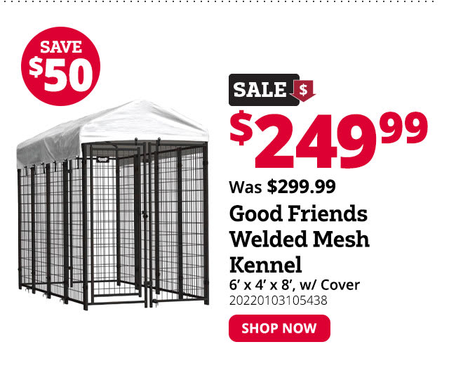 Goods Friend 6' x 4' x 8' Welded Mesh Kennel with Cover, Black - 90-566-0204