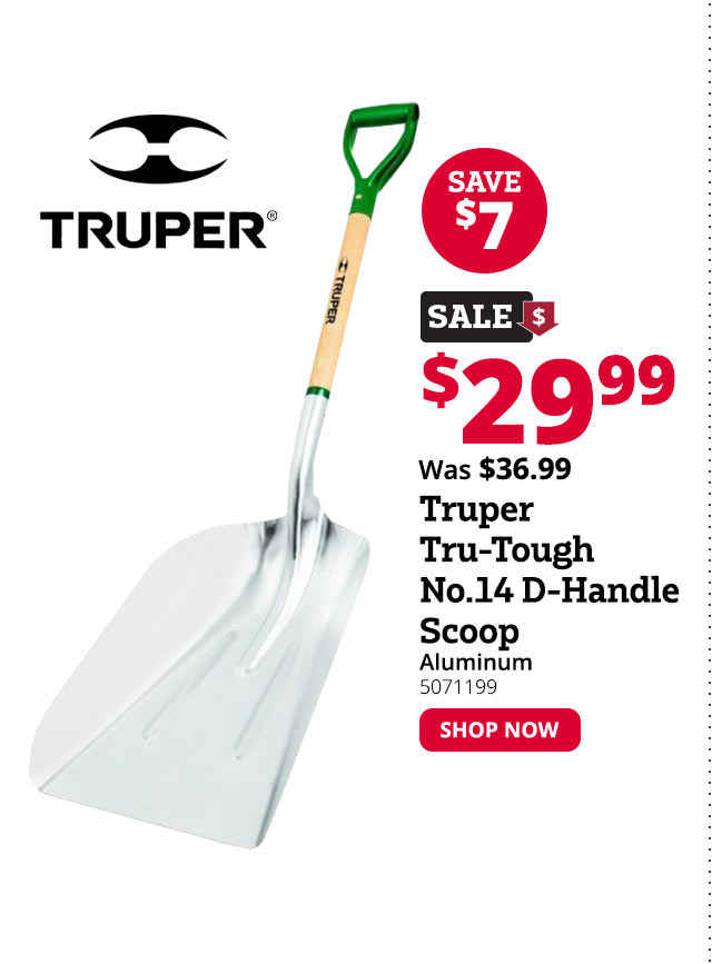 Truper Tru-Tough No.14 Aluminum D-Handle Scoop - 31294