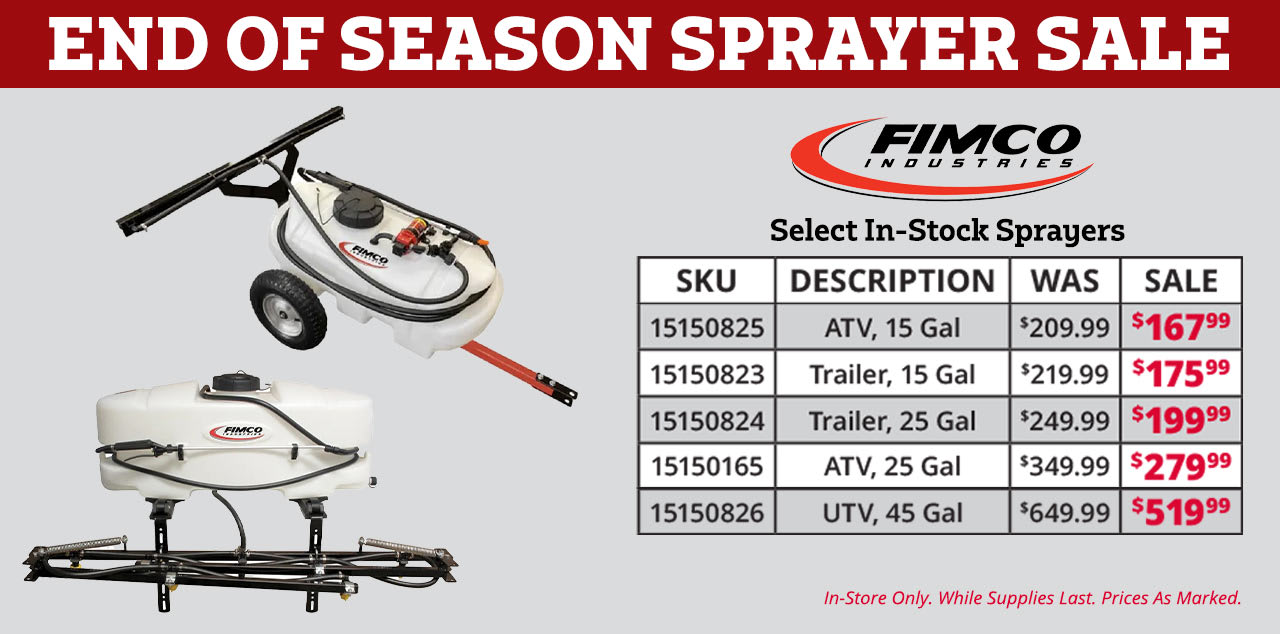 End of Season Sprayer Sale