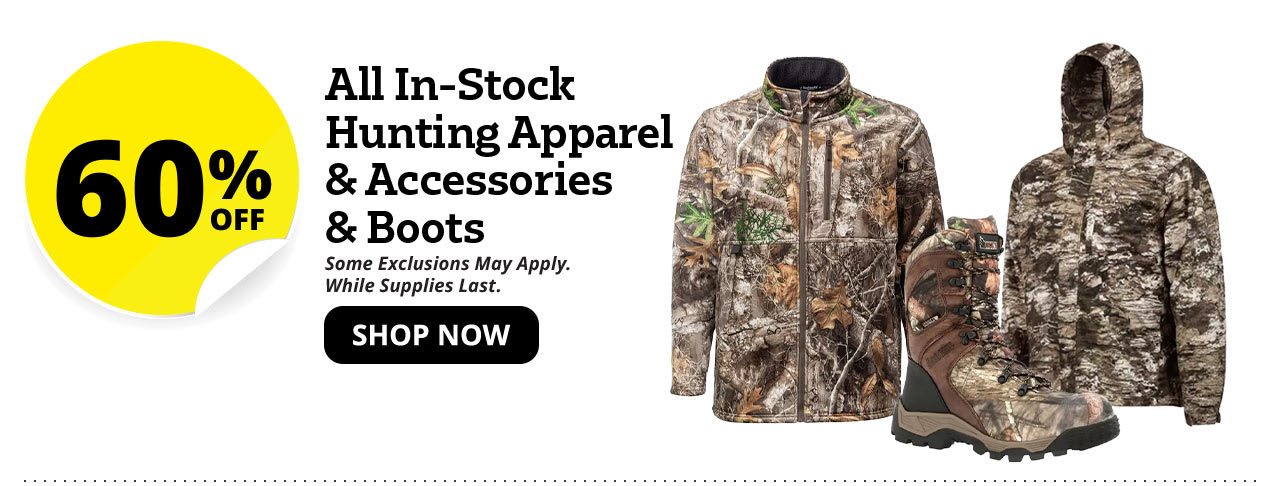 60% Off All In-Stock Hunting Apparel & Footwear