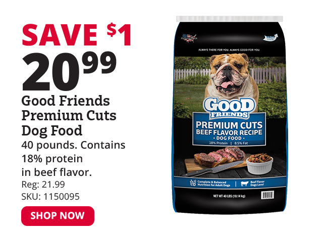 Good Friends Premium Cuts Beef Flavor Recipe Dog Food, 40 lb. Bag