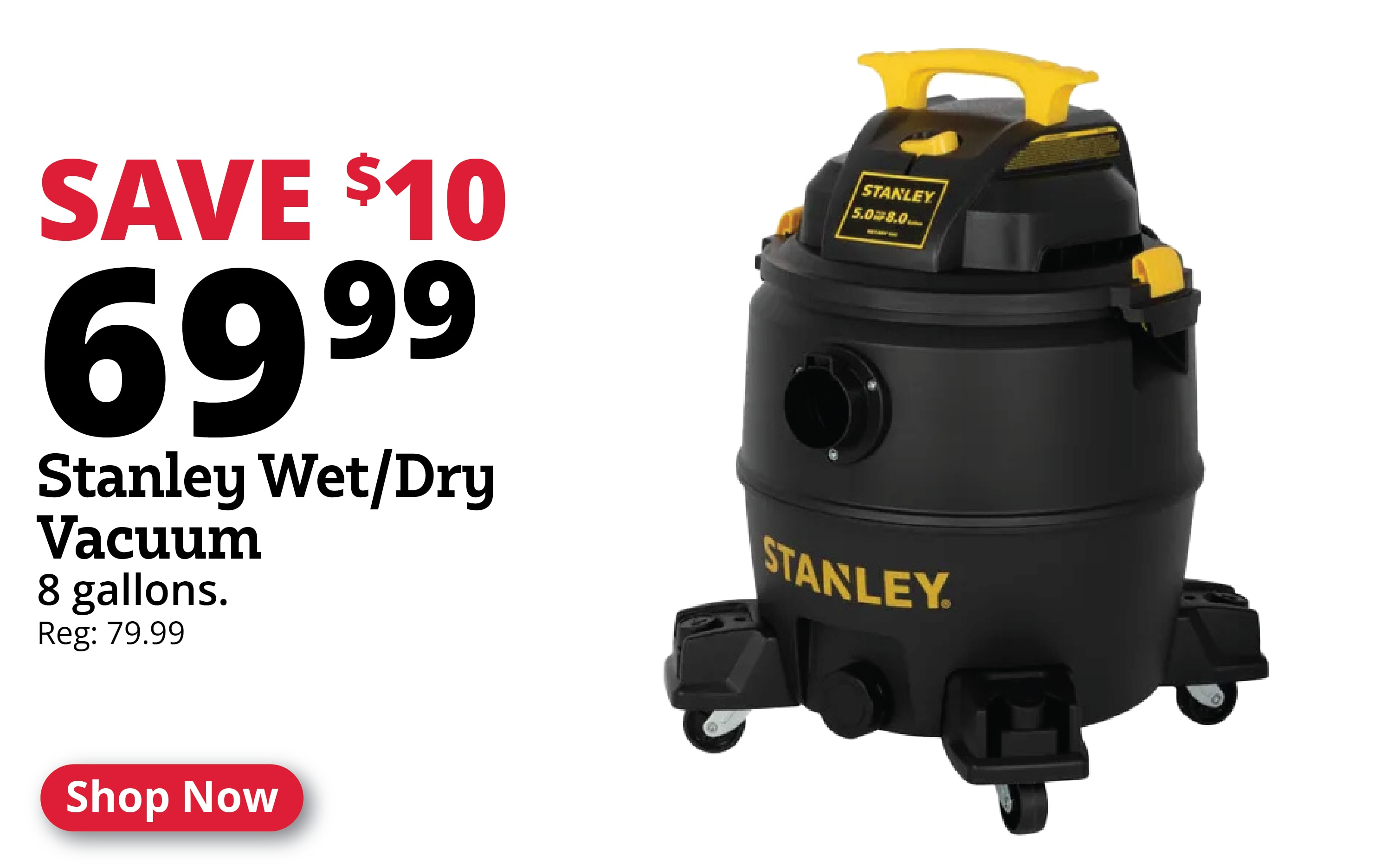 Stanley 8 Gallon Wet/Dry Vacuum - SL18117P