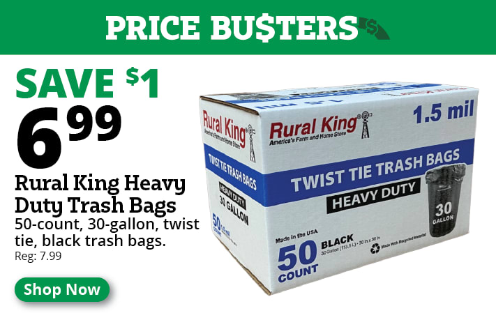 Twist Tie Heavy Duty 30 Gallon Trash Bags, 50 Count