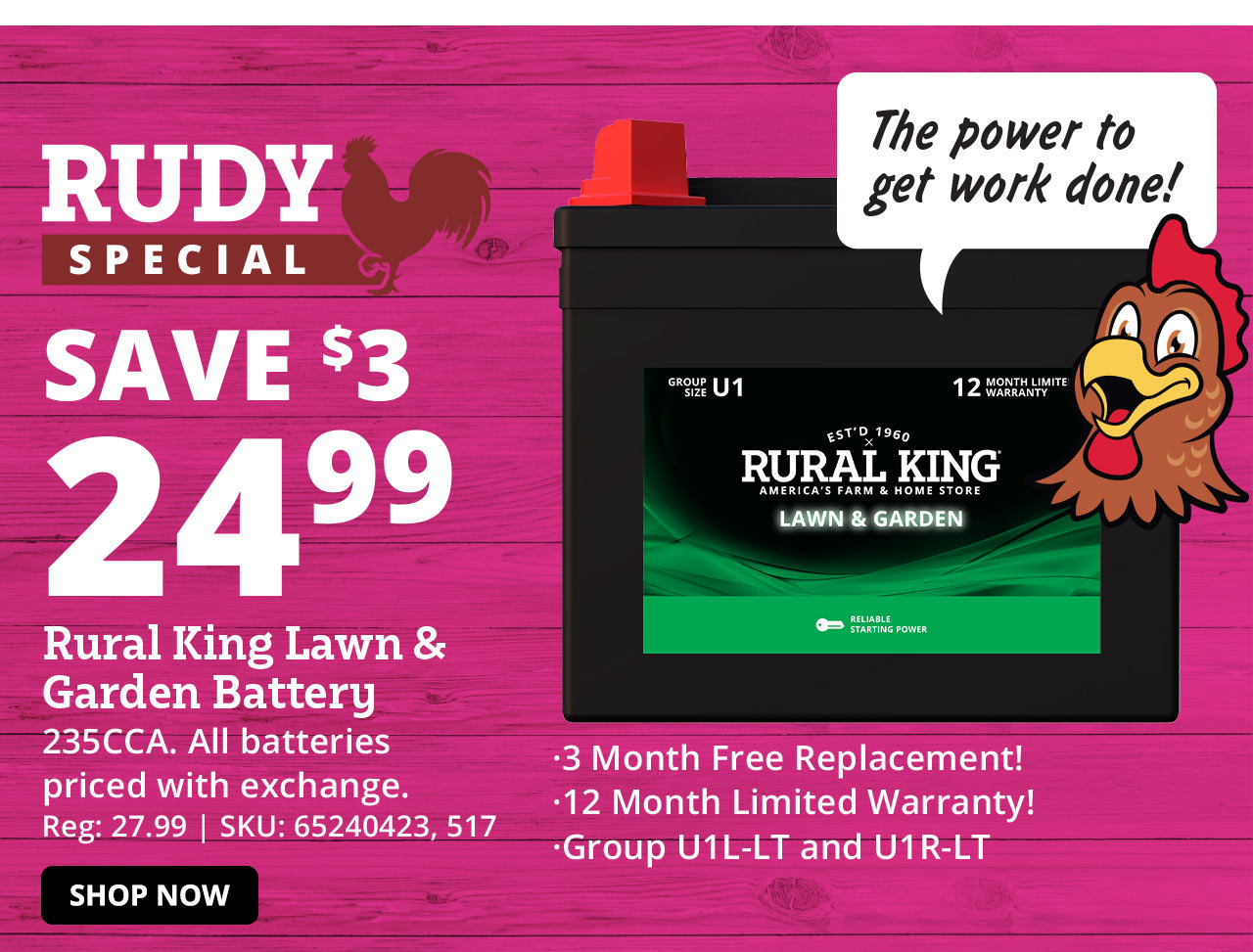 Rural King Lawn & Garden Battery