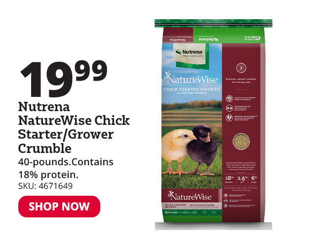 Nutrena NatureWise Chick Starter/Grower 18% Protein Crumble, 40 lb. Bag