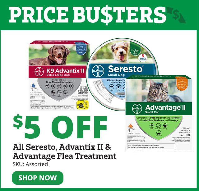 $5 Off All Seresto, Advantix II & Advantage Flea Treatment