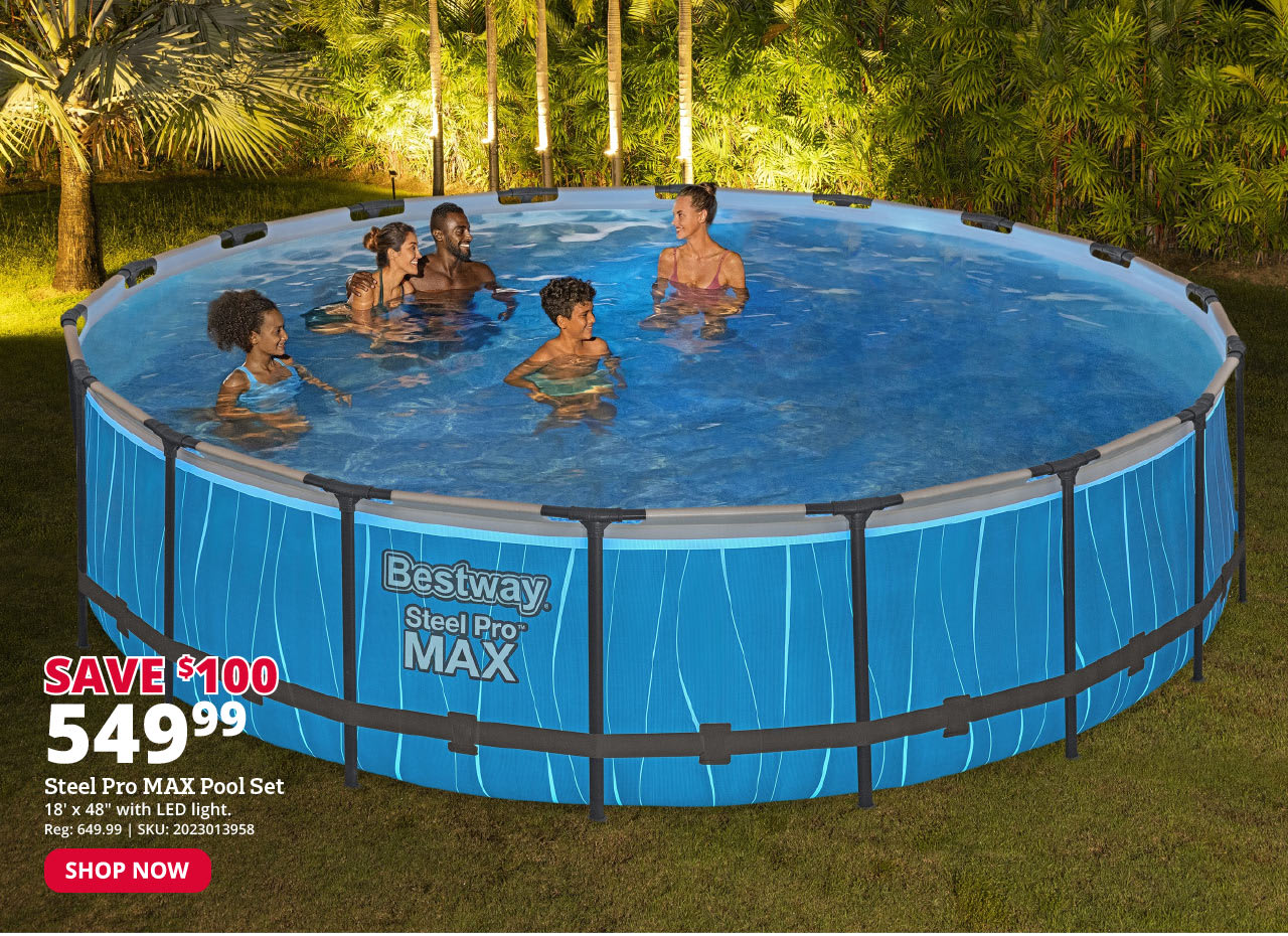 Bestway Steel Pro MAX 18' x 48" Round Above Ground Pool Set with LED Light - 561GVE
