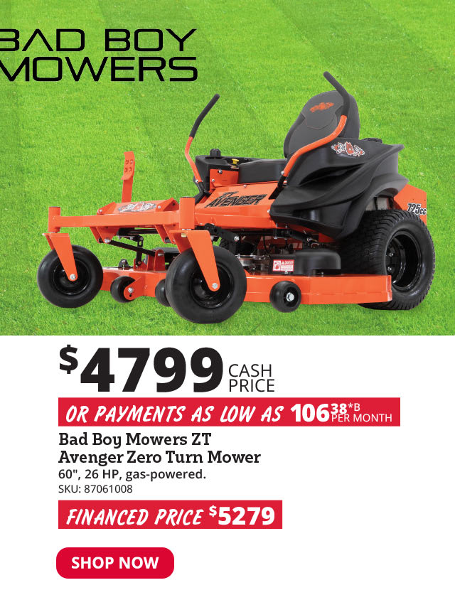 Bad Boy 60" 26 HP Gas-Powered ZT Avenger Zero-Turn Mower - BAZ60KT745