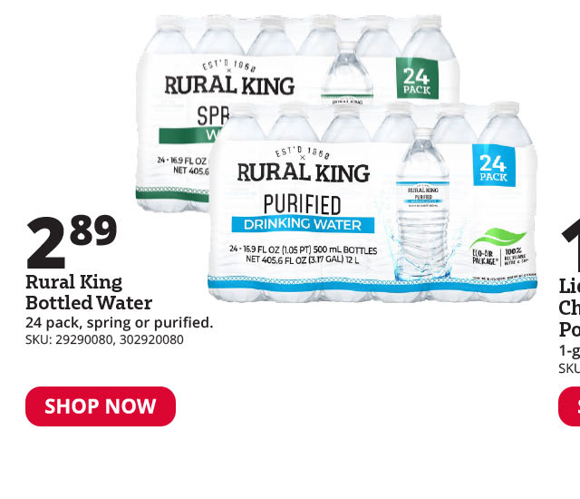 Rural King Bottled Water, 24 Pack Purified or Spring