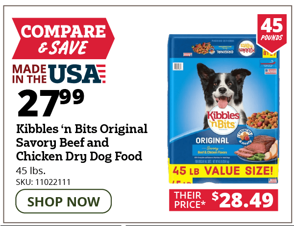 Kibbles 'n Bits Original Savory Beef and Chicken Dry Dog Food, 45 lb. Bag