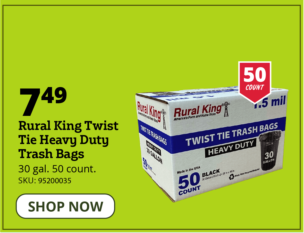 RK Twist Tie Heavy Duty Trash Bags