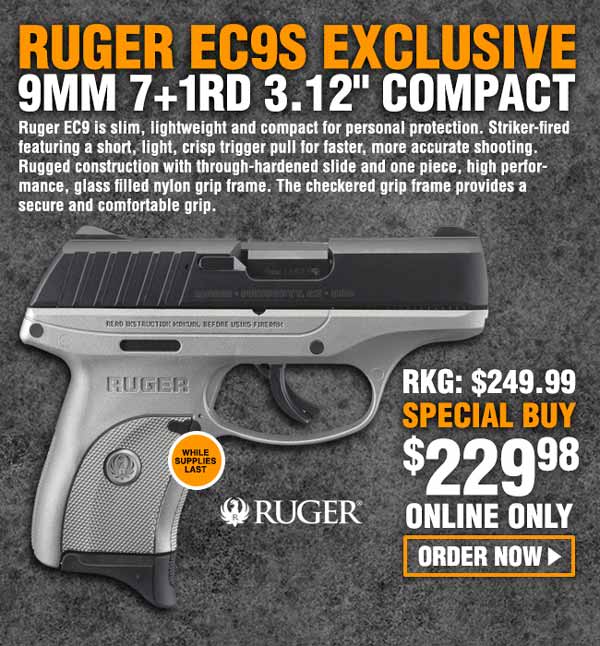 Ruger EC9s Exclusive 9mm 7rd 3.12in Pistol, Silver Cerakote/Black
