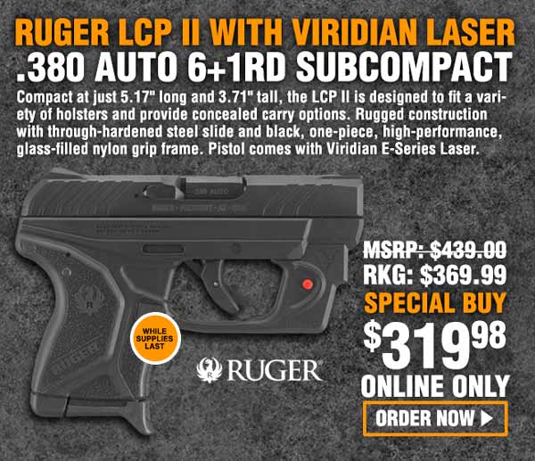 Ruger LCP II .380 Auto Subcompact 6rd 2.75in Pistol w/ Viridian E-Series Laser
