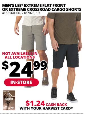 [IN-STORE] Lee Men's Extreme Flat Front or Extreme Crossroad Cargo Shorts