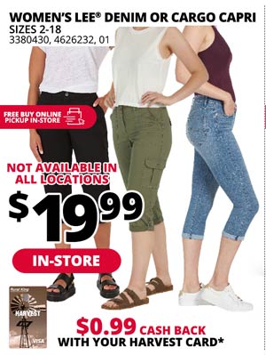 [IN-STORE] Lee Women's Denim or Cargo Capri