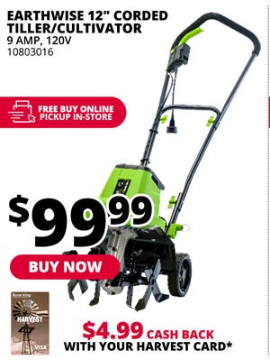 Earthwise 12" 9 AMP 120V Corded Tiller/Cultivator