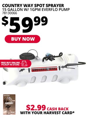 Country Way 15-Gallon Spot Sprayer w/ 1GPM Everflo Pump