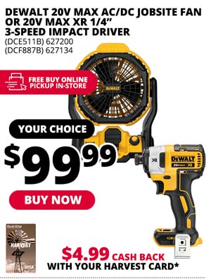 DeWalt 20V MAX AC/DC Jobsite Fan or 20V MAX XR 1/4 in. 3-Speed Impact Driver