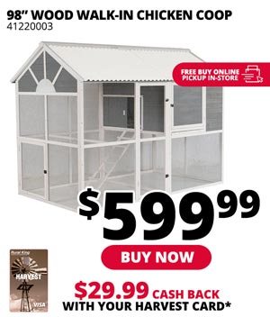 98 in. Wood Walk-In Chicken Coop