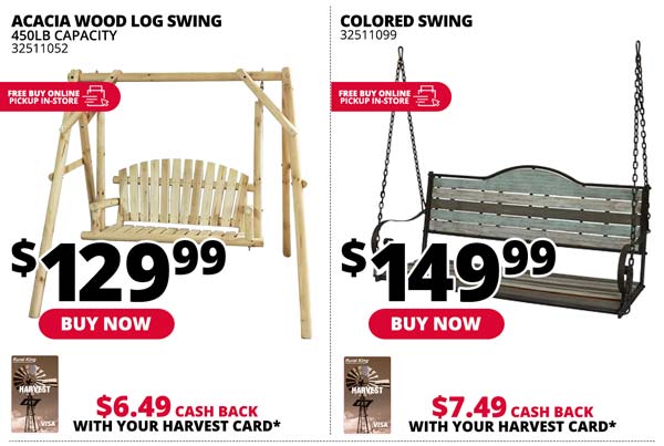 Wood Log Swing or Colored Swing