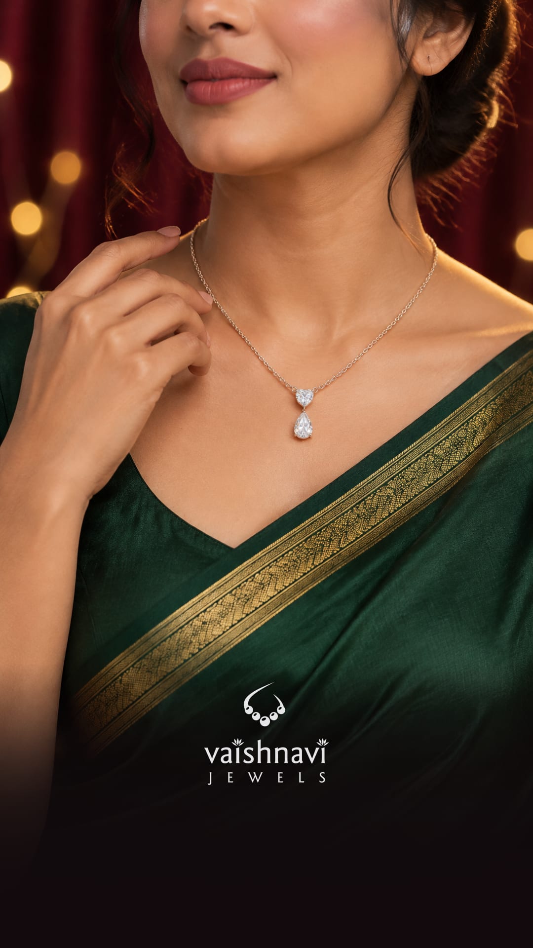 Heart and pear diamond pendant, Vaishnavi Jewels Surat