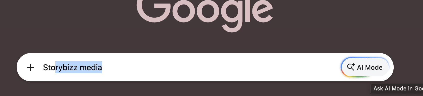 AI Mode button in the Google search box