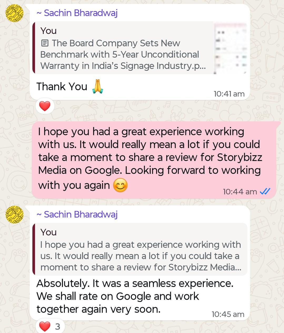 Client reaction