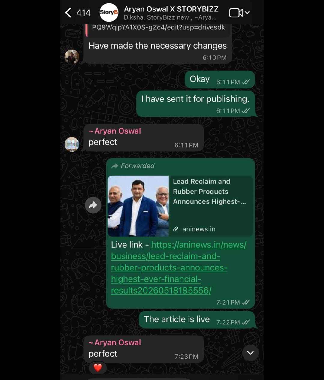 Client reaction