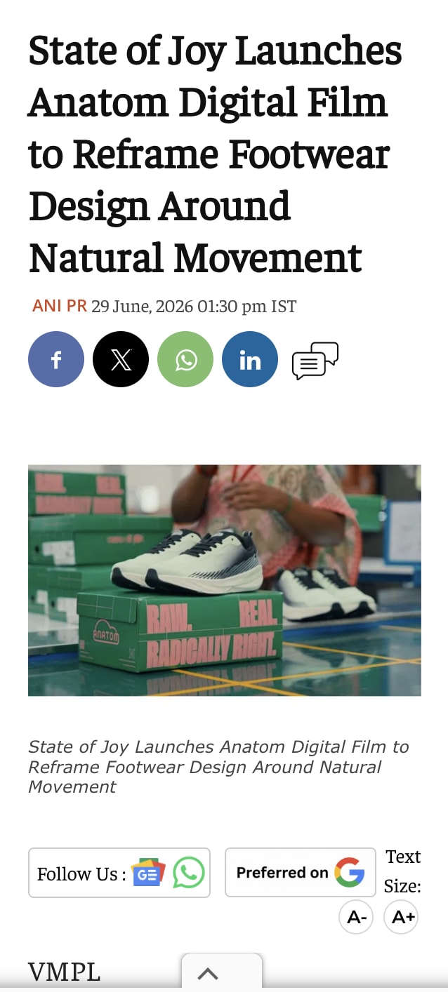 ANI · Mid-Day · PTI footwear launch coverage