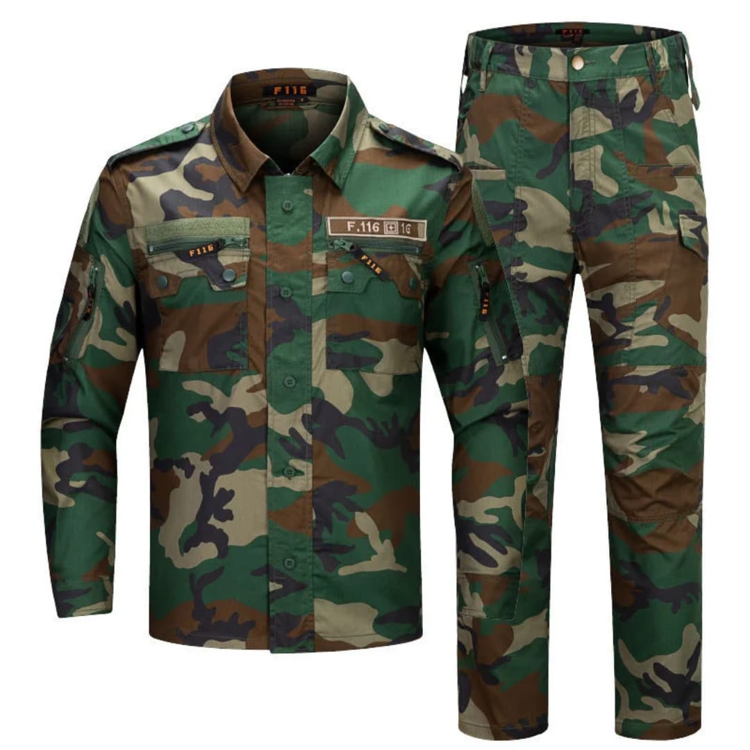 ​F116 Tactical Field Uniform Shirt & Pants Set (Classic Woodland Camo)