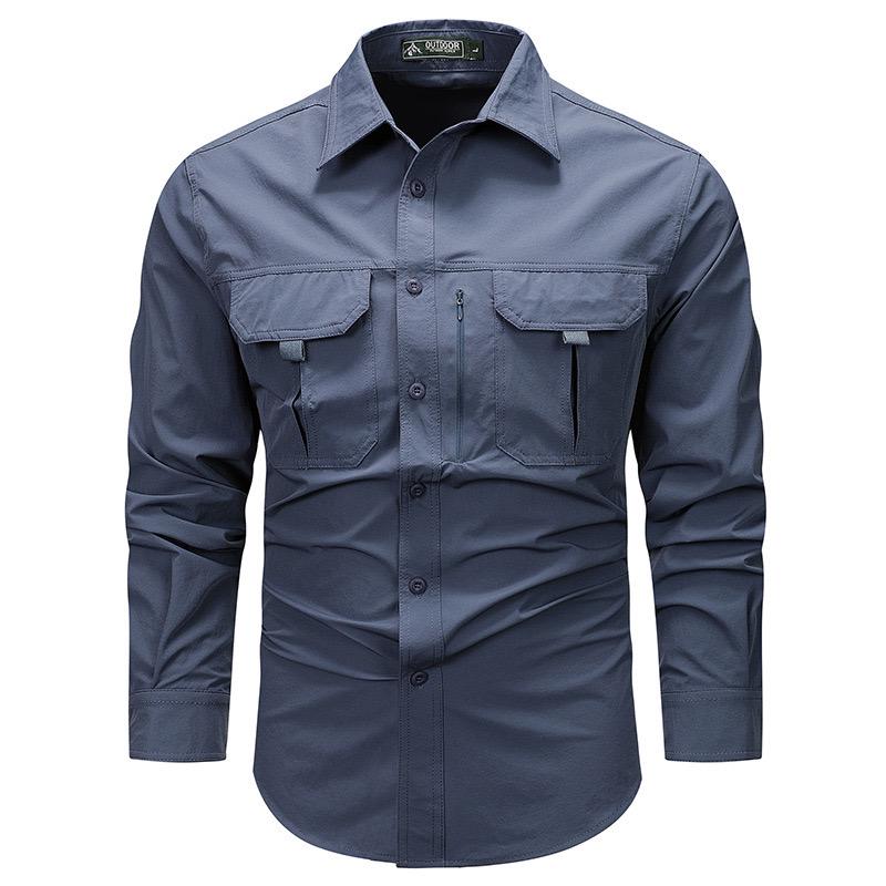Men’s Long-Sleeve Outdoor Safari & Fishing Utility Shirt